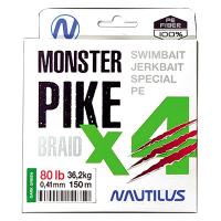 Шнур NAUTILUS Monster Pike Braid X4 Dark Green d-0.41 36.2кг 80lb 150м