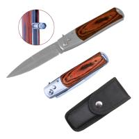 Нож Stainless выкидной, c фонариком, длина - 24 см, ручка - 13 см, с фиксатором, в чехле (650АВ)