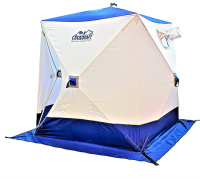 Палатка зимняя куб СЛЕДОПЫТ Oxford 210D 1,8м х 1,8м белый/синий