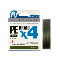 Шнур NAUTILUS Braid X4 Green 0,24мм 20,1кг 3.5PE 135м