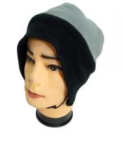 Шапка двойной флис, регулирующий фиксатор, черный/серый