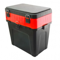 Ящик зимний пластиковый В38 х Ш36 х Г24 18л с мягким сиденьем, 4+4 отделения для приманок, черн/крас