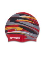 Шапочка для плавания ATEMI детская силикон красный (графика)