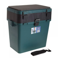 Ящик зимний пластиковый, В38 х Ш36 х Г24, 18л, с мягким сиденьем, t до -40С, до 100 кг зеленый